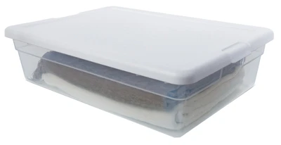 Storage Box, White Lid With See-Thru Base, 28-Qts.