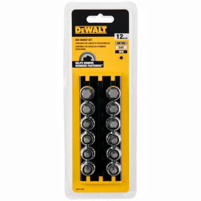 12-Pc. SAE & Metric Hex Bit Socket Set, 3/8 In. Drive