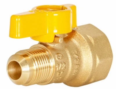 Straight Flare Brass Gas Ball Valve, 3/8 In. FL x 1/2 In. FIP