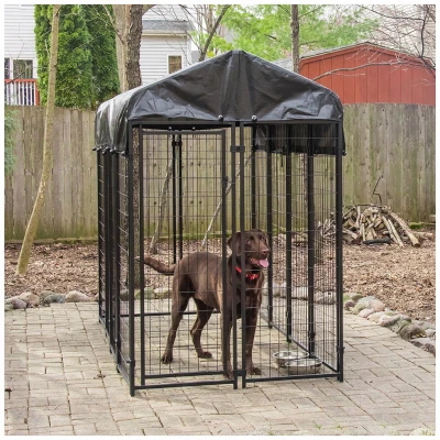 Welded Wire Dog Kennel, 4 Feet by 8 Feet by 6 Feet, Heavy Duty