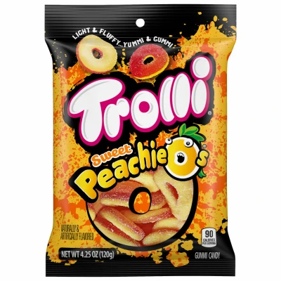 Peachie O's Gummy Rings, Peach, 4.25 oz.