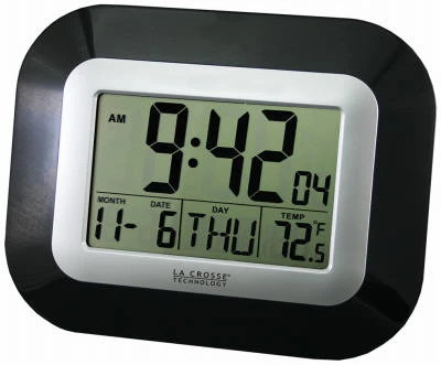 Atomic Digital Wall Clock With Indoor Temperature