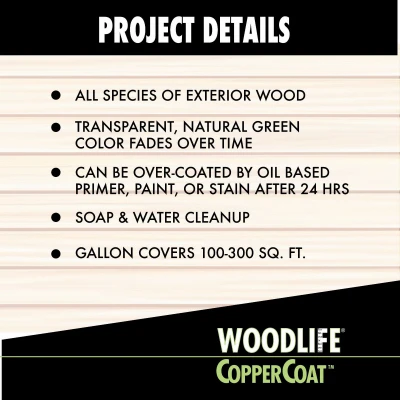 Coppercoat Green Wood Preservative, 1 Quart, Protects Against Rot and Decay