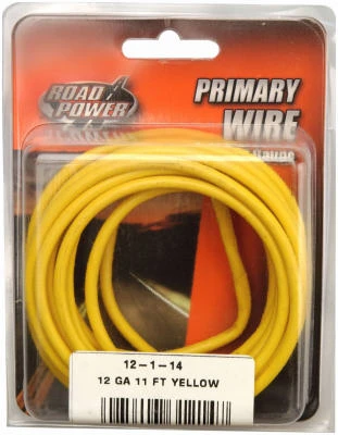 ROAD POWER Primary Wire, Yellow, 12-Ga., 11-Ft.