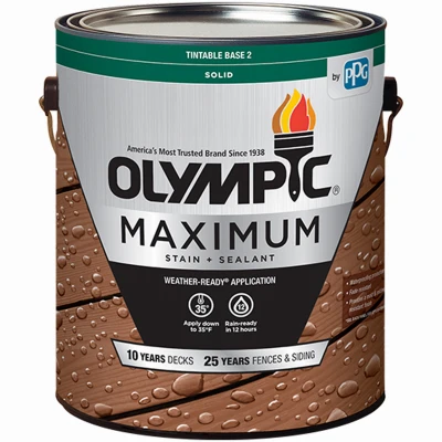 Maximum Deck, Fence & Siding Stain & Sealant, Exterior, Acrylic, Tint Base 2, 1-Gallon