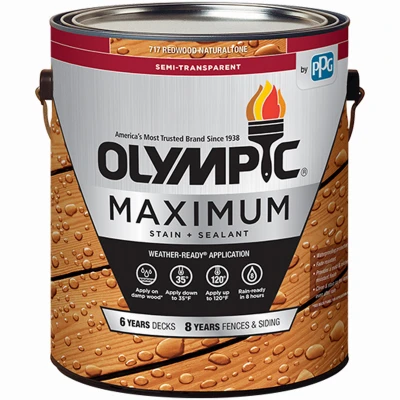 Maximum Deck, Fence & Siding Stain & Sealant, Exterior, Semi-Transparent Oil, Redwood, 1-Gallon