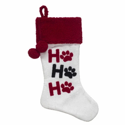 Christmas Pet Stocking, White Velvet, 20 In.