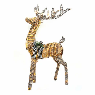60 Inch 3d Grapevine Standing Deer Christmas Decoration With 150 Led Lights