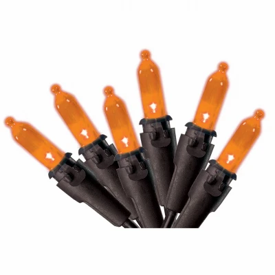 100 Count Mini Led String Lights, Orange - Indoor/outdoor Halloween Decor
