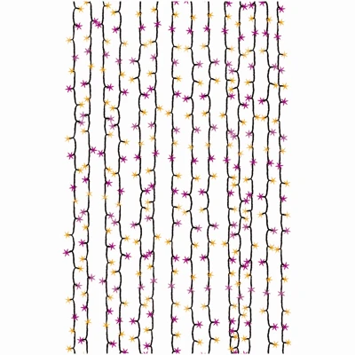 Spooky Icicle Halloween Lights with 180 Orange and Purple Bulbs, 8 Lighting Functions