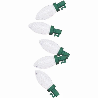 Christmas Pro-Series C9 Faceted Pure White String Lights with 50 Bulbs