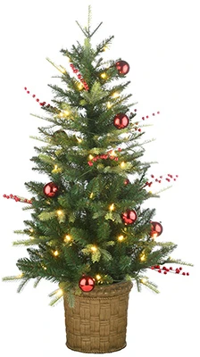 Feel Real Scotch Creek Fir Artificial Christmas Entrance Tree with 70 Warm White LED Lights, 4 Feet Tall