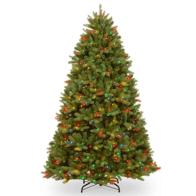 Artificial Newberry Spruce Pre-Lit Christmas Tree, 750 Multi Color Lights, Hinged, 7.5 Ft.