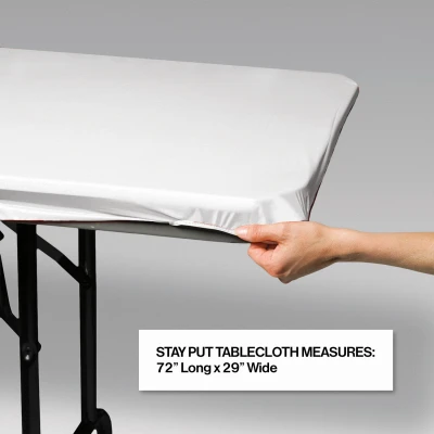 29 X 72 Plastic Stay Put Tablecover White - 12 Count