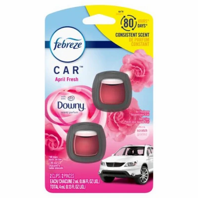Car Air Freshener Vent Clip, Downy April Fresh Scent, 2-pack