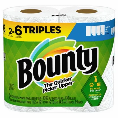 Select-A-Size Paper Towels, 2 Triple Rolls, White, 123 Sheets Per Roll