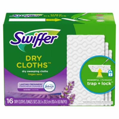 Sweeper Dry Sweeping Pad, Multi Surface Refills for Dusters Floor Mop, Febreze Lavender Scent, 16-Ct.