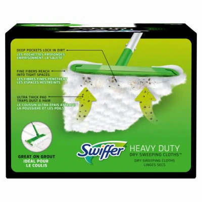 Sweeper Heavy-Duty Dry Sweeping Dust Mop Cloth Refills, 20-Ct.