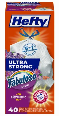 Ultra Strong Drawstring Kitchen Trash Bags, Fabuloso Scent, 13 Gallon, 40-Ct.