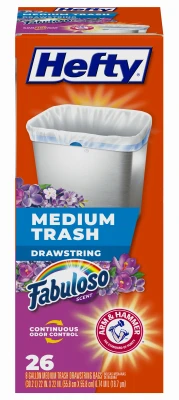 Drawstring Trash Bag, Fabuloso Scent, 8 Gallon, 26-Ct.