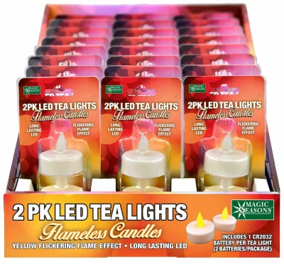 LED Tea Light Candles, Flickering Flame, 2-Pk.