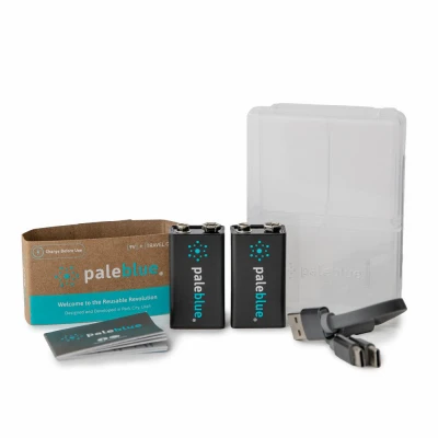 Rechargeable 9-Volt Batteries, USB Cable, 2-Pk.