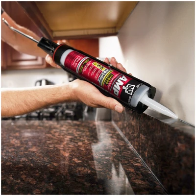 AMP Kitchen/Bath Adhesive Caulk, Clear, 9-oz.