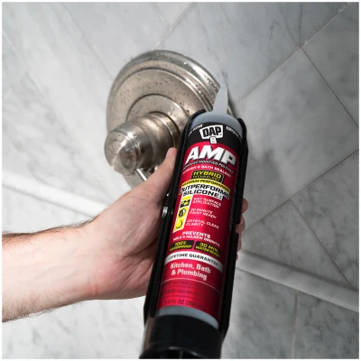 AMP Kitchen/Bath Adhesive Caulk, Clear, 9-oz.