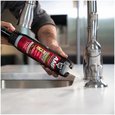 AMP Kitchen/Bath Adhesive Caulk, Clear, 9-oz.