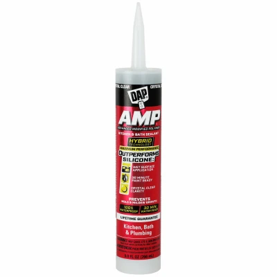 AMP Kitchen/Bath Adhesive Caulk, Clear, 9-oz.