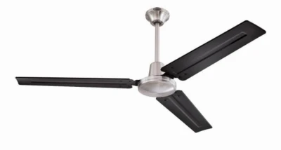 Jax Industrial-Style Ceiling Fan, Brushed Nickel/Black Blades, 56 In.