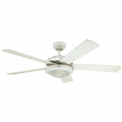 Comet Ceiling Fan + Dimmable LED Light, White/Reversible Blades, 52 In.