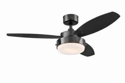 Alloy Ceiling Fan + LED Light, Gun Metal/Reversible Blades, 42 In.