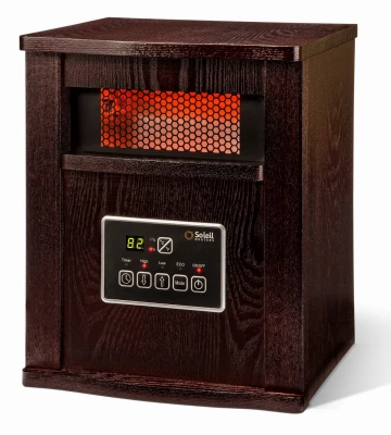 Infrared Quartz Heater, Remote Control, Wood Cabinet, LED Display