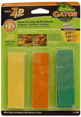 Micro Zip Sander Refill Hook & Loop Sheets, Assorted Grits, 30-Pk.