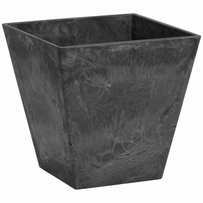 ArtStone Ella Planter, Plastic, Water-Minder, Black, 6 In. Sq.
