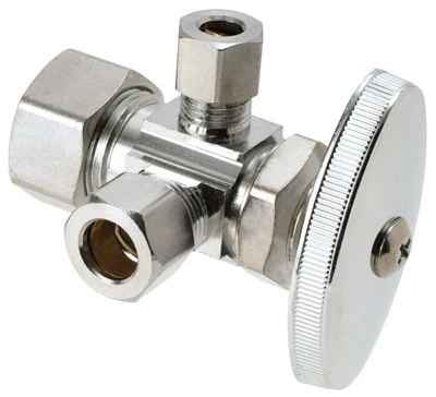Dual Outlet Stop Valve, 5/8 In. x 3/8 In. x 1/4 In.
