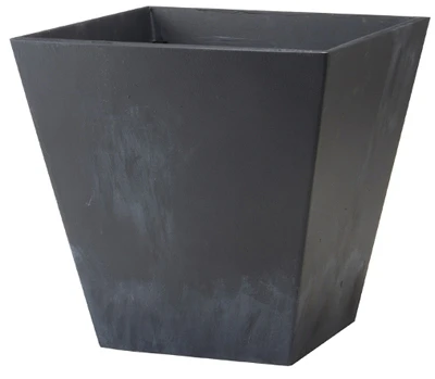 ArtStone Ella Planter, Plastic, Water-Minder, Black, 8 In. Sq.
