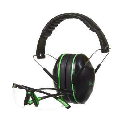 Gamma Junior Hearing Protection Shooting Earmuffs & Safety Glasses, Black/Neon Green