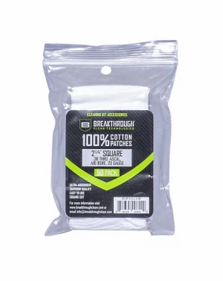Breakthrough Clean Technologies Cotton Gun Cleaning Patches, 2.25 In. Square, 50-Pk.