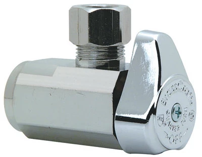 Chrome Angle Stop Valve, 3/8 In. x 3/8 In.