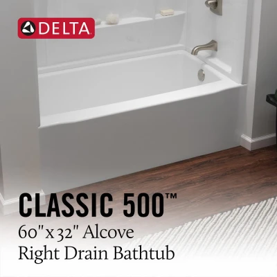 Classic 500 Bathtub, Right-Hand Drain, Gloss White, 60 x 32 In.