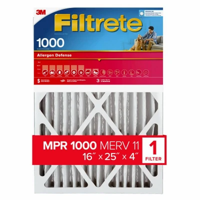 16x25 x 4 In. Allergen Reduction Deep Pleated Air Filter, 12 Months, 1000MPR