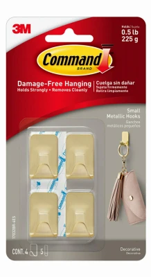 Small Brass Color Metallic Hooks, 4 Hooks/5 Strips
