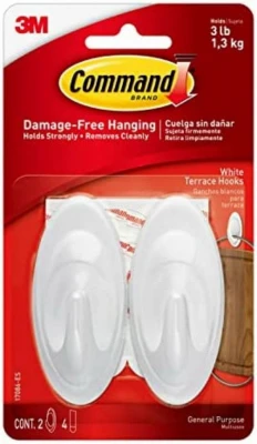 White Terrace Hooks, 2 Hooks/4 Strips