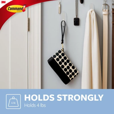 Large Clear Hooks with Three Hooks per Strip, Six Strips Total