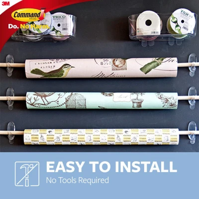 Large Clear Hooks with Three Hooks per Strip, Six Strips Total