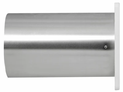 6 In. Exhaust Wall Louvered Vent, White Plastic, 11 In. Tail Pipe