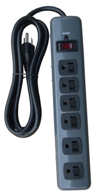 6-Outlet Metal Surge Strip, 1200 Joules