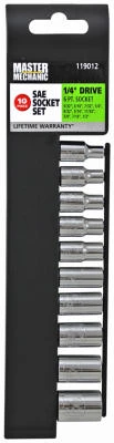 10-Pc. SAE Socket Set, 1/4-In. Drive